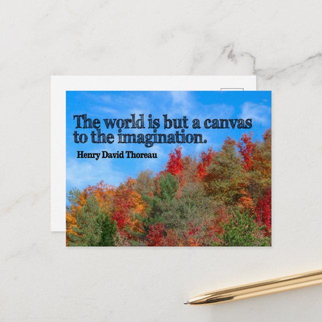 Carte Postale Citation Inspirationnelle de Henry David Thoreau " (Devant/Arrière en situation)