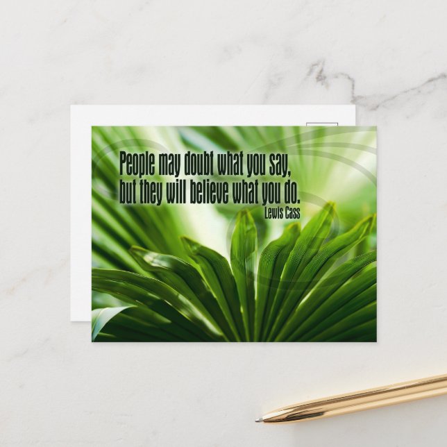 Carte Postale Citation Inspirationnelle de Lewis Cass "Doute" (Devant/Arrière en situation)