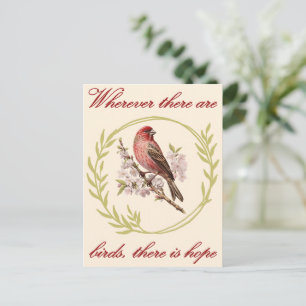 Carte Postale Citation Inspirationnelle d'Oiseaux, couronne de f