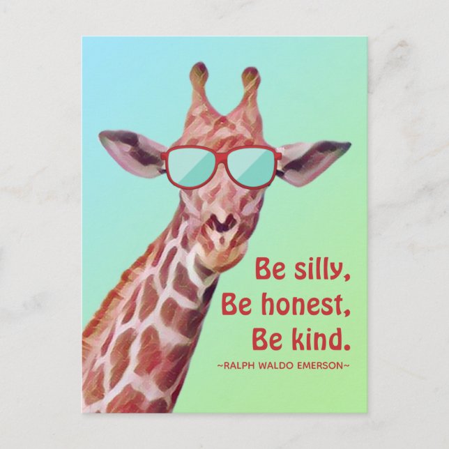 Carte Postale Citation Inspirationnelle Emerson Be Silly Fun Gir (Devant)