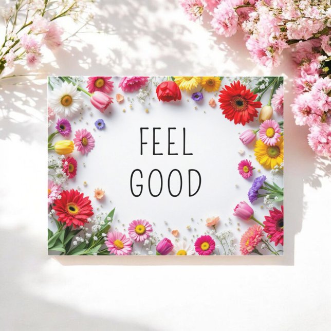 Carte Postale Citation Inspirationnelle Sentez Bien Fleur Coloré (Créateur téléchargé)