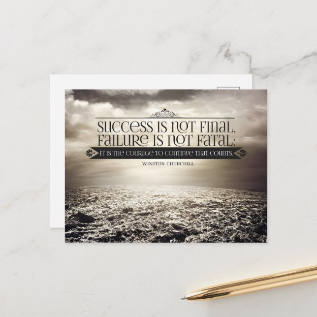 Carte Postale Citation inspirée de Winston Churchill "Courage" (Devant/Arrière en situation)