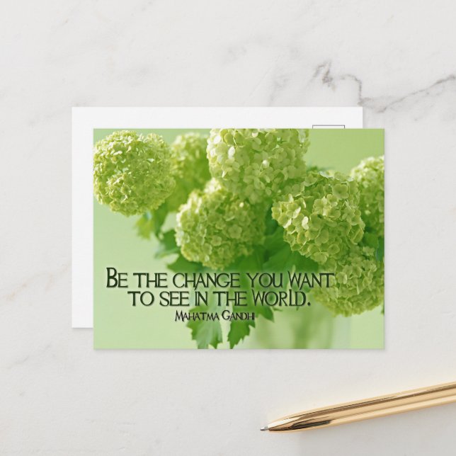 Carte Postale Citation inspirée du Mahatma Gandhi "Soyez le chan (Devant/Arrière en situation)