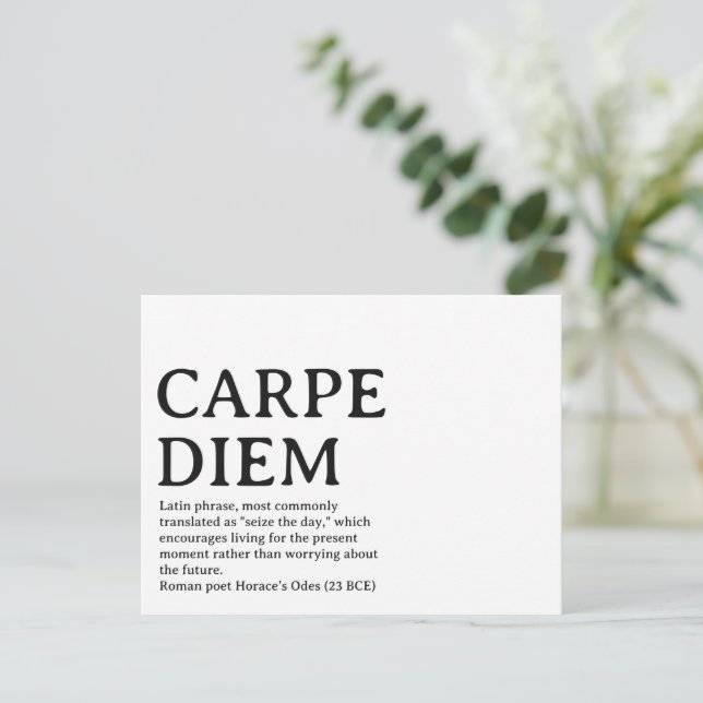 Carte Postale Citation latine Carpe Diem (Debout devant)