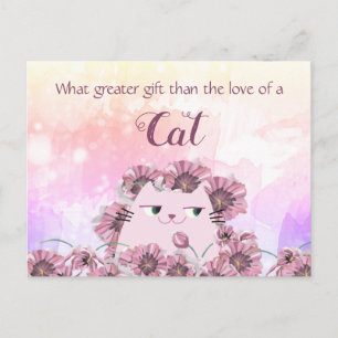 Carte Postale Citation Mignon de Chat et de Fleurs
