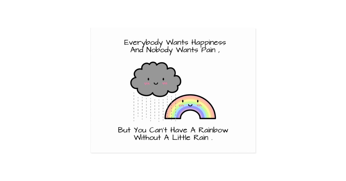 Carte Postale Citation Mignonne De Bonheur De Nuage De Pluie Zazzle Fr