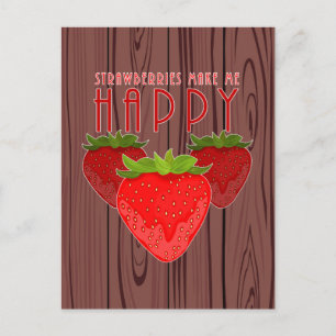 Carte Postale Citation Mignonne de Fraise Fruit Kawaii Rustiqu
