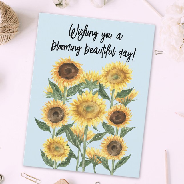 Carte Postale Citation Modifiable Fleur Tournesol Floral (Close up)