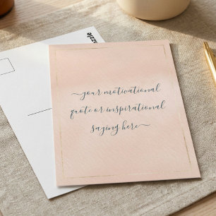 Carte Postale Citation Motivante Inspiration DIY Script Rose