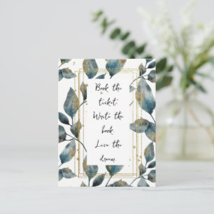 Carte Postale Citation Motivation Cadre Or et Feuilles 