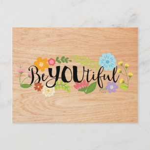 Carte Postale Citation motivationnelle "BeYOUtiful" Boho Floral