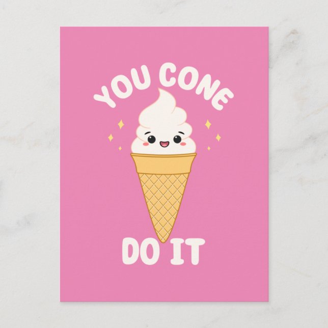 Carte Postale Citation Motivationnelle du cône de crème glacée C (Devant)