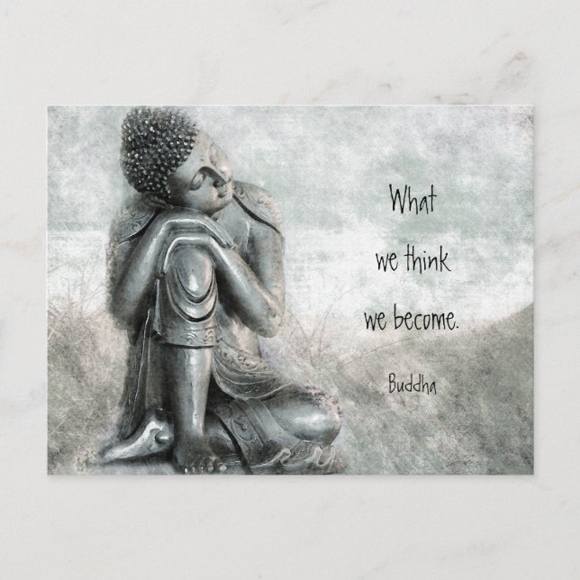 Carte Postale Citation Paisible Bouddha Argent Sagesse Mindfult (Devant)