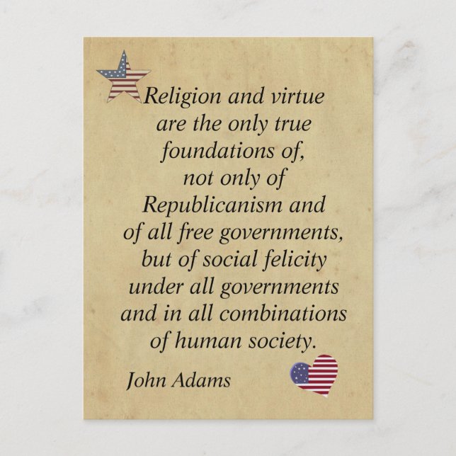 Carte Postale Citation religieuse patriotique John Adams (Devant)