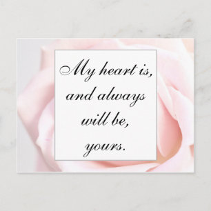 Carte Postale Citation romantique rose pâle floral Jane Austen A