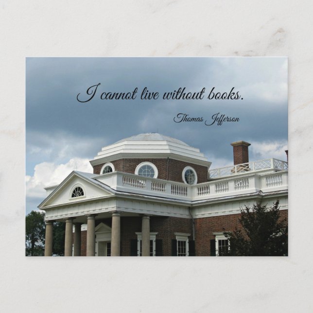 Carte Postale Citation sur les livres de Thomas Jefferson (Devant)