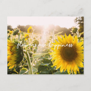 Carte Postale Citation tournesol "les fleurs sont le bonheur"