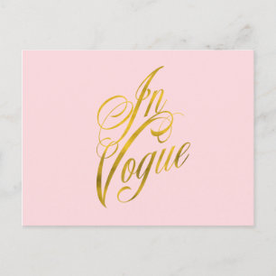 Carte Postale Citation Vogue Faux Gold Foil Metallic Fashion