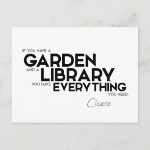 Carte Postale CITATIONS : Cicéron : Un jardin et une bibliothèqu