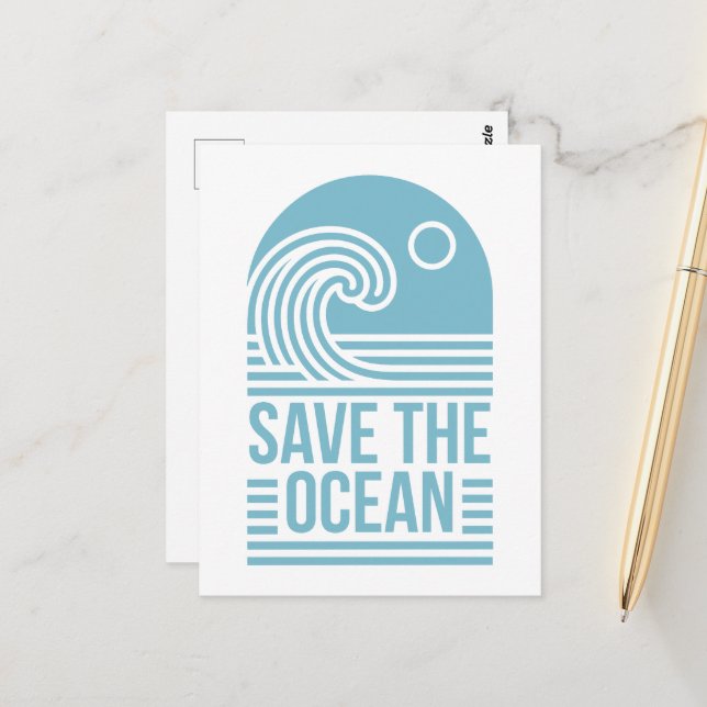 Carte Postale Citations d'activiste pour sauver l'océan esthétiq (Devant/Arrière en situation)