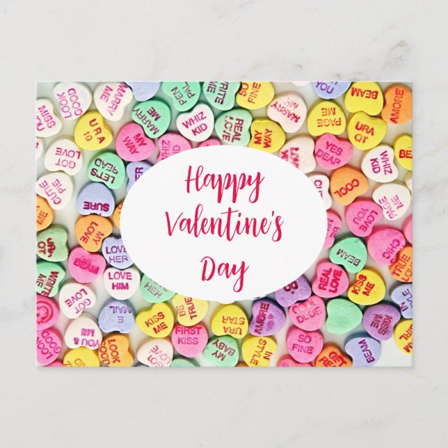 Carte Postale Citations d'amour de coeurs de bonbons de la Saint (Devant)
