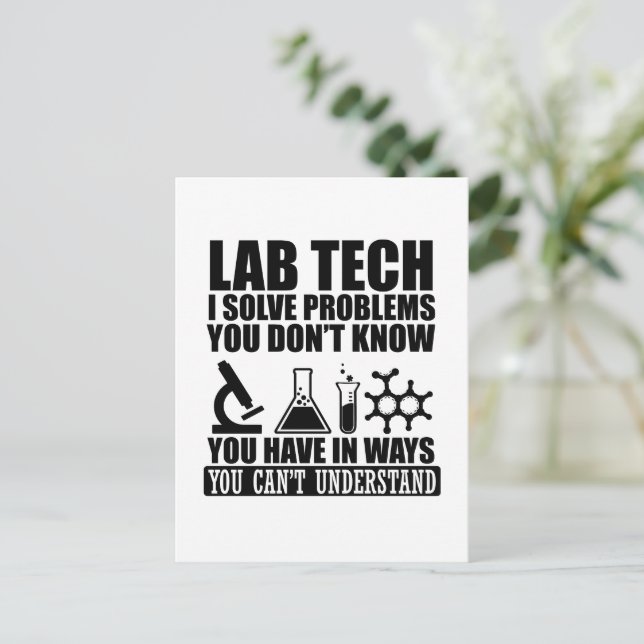 Carte Postale Citations drôles de techniciens de laboratoire hum (Debout devant)