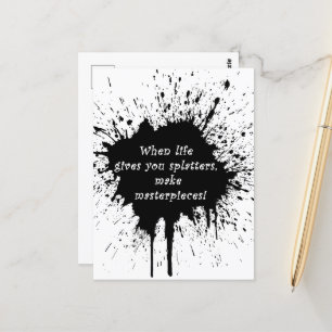 Carte Postale citations inspirantes vie splatter peinture créati