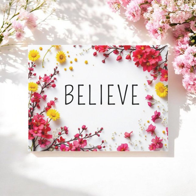 Carte Postale Citations Inspirationnelles Croient Rose Jaune (Créateur téléchargé)