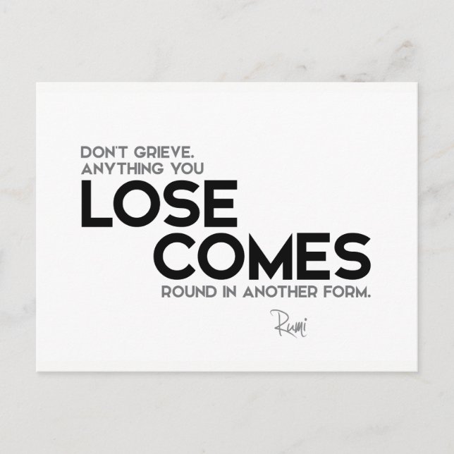Carte Postale CITATIONS : Rumi : La perte est ronde (Devant)