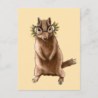Carte Postale Cite Chipmunk Hippie Lunettes