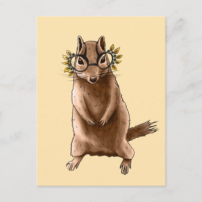 Carte Postale Cite Chipmunk Hippie Lunettes (Devant)