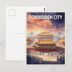 Carte Postale Cité interdite Chine Voyage Vintage