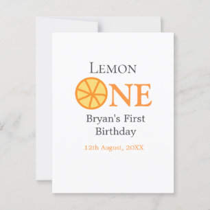 Carte Postale Citron un joyeux 1er anniversaire orange gris rétr