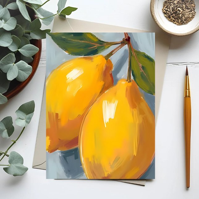 Carte Postale Citrons jaunes aquarelle (Créateur téléchargé)