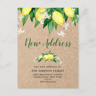 Carte Postale Citrons Moteur Rustique Kraft Watercolor