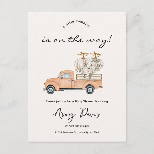 Carte postale Citrouille Automne Personnalisée Bab (Devant)