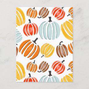 Carte Postale Citrouille couleur aquarelle, citrouille