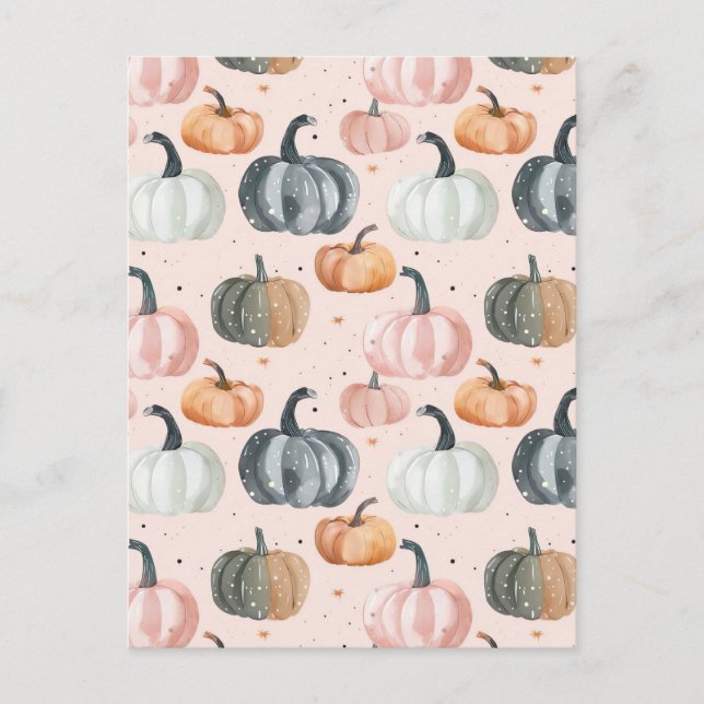Carte Postale citrouille d'aquarelle motif (Devant)