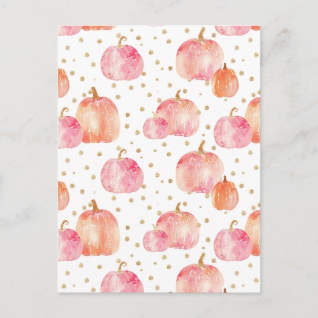 Carte Postale citrouille d'aquarelle motif (Devant)