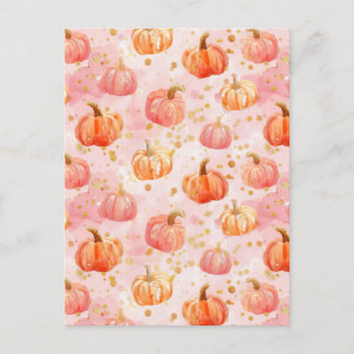 Carte Postale citrouille d'aquarelle motif