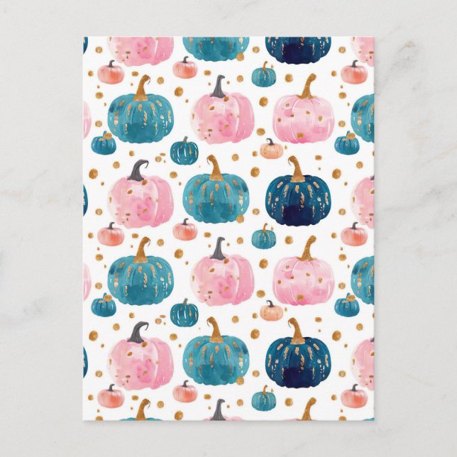 Carte Postale citrouille d'aquarelle motif (Devant)