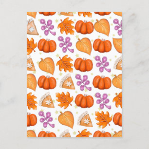Carte Postale Citrouille d'automne épices Halloween Thanksgiving