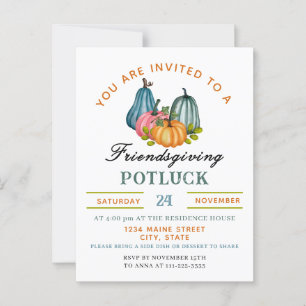 Carte Postale Citrouille d'automne Friendsgiving Potluck Invitat