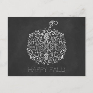 Carte Postale Citrouille d'automne tableau noir filigrané Automn