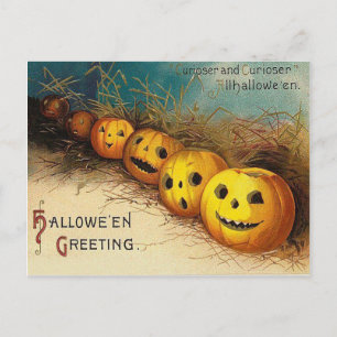 Carte Postale Citrouille de champ de foin de Jack O' Lantern