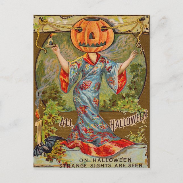 Carte Postale Citrouille de Chauve-Souris Jack O' Lantern Souria (Devant)