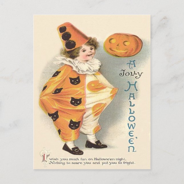Carte Postale Citrouille de clown mignon Jack O Lantern (Devant)