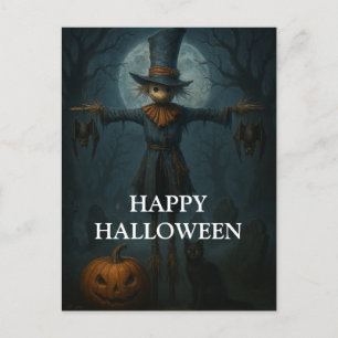 Carte Postale Citrouille de Halloween effrayante Sorcière Nuit e