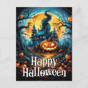 Carte Postale Citrouille de Halloween joyeuse et néfaste qui bri