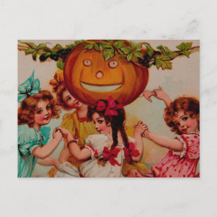 Carte Postale Citrouille de la fête d'Halloween vintage